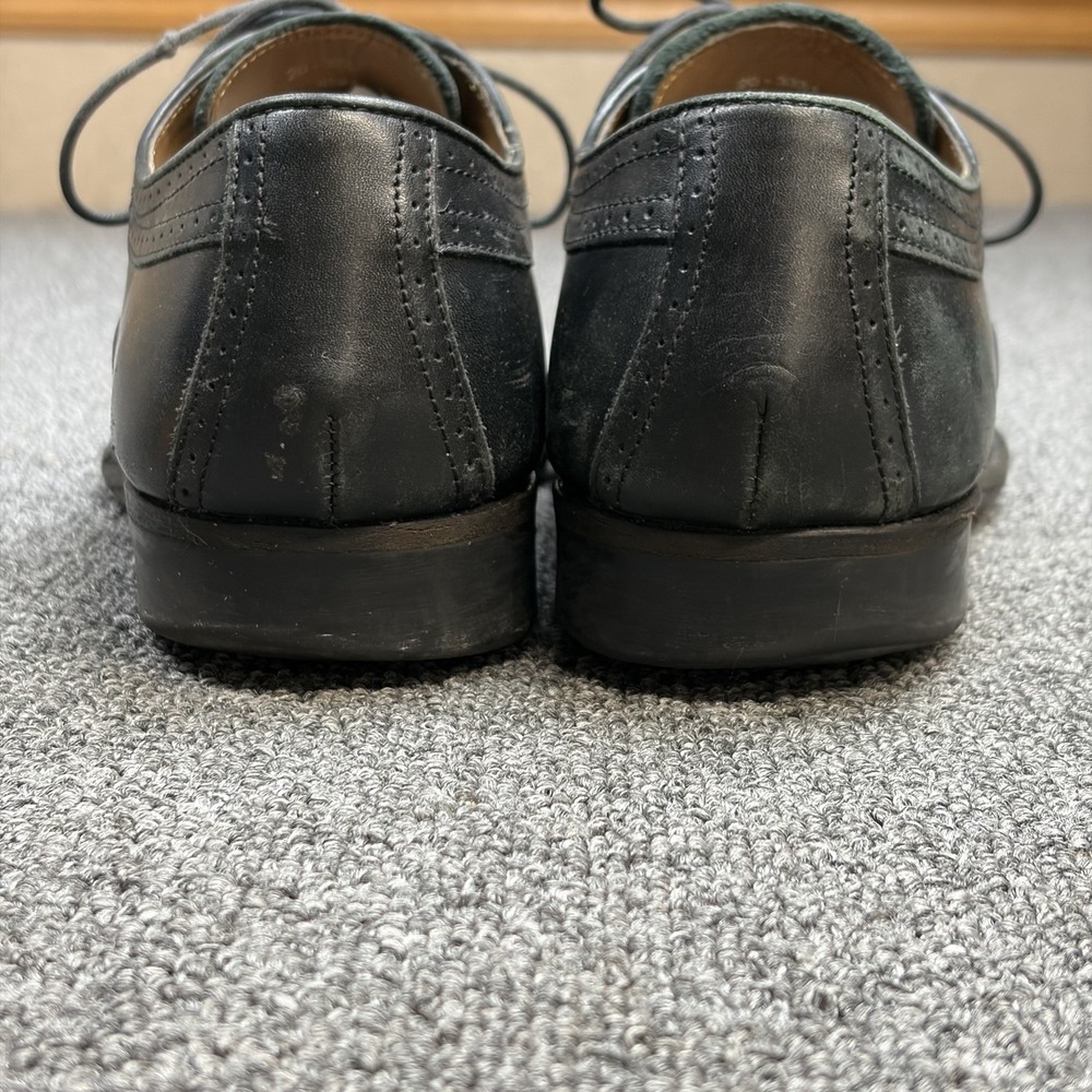 Johnston & Murphy Mens Wingtip Brogue Black Leather Business Dress Shoes Sz 8.5M - Picture 4 of 10